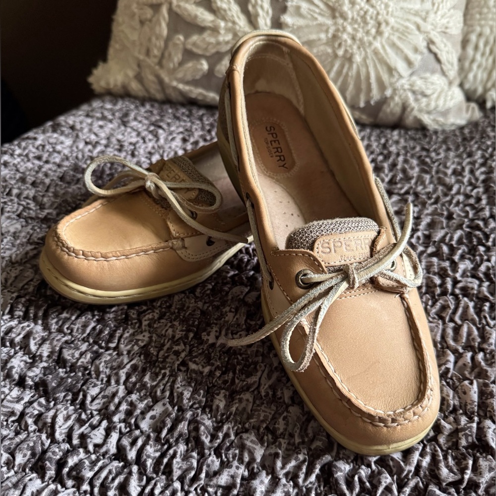 SPERRY ANGELFISH TOP SIDER IN LINEN/OAT SIZE 8 WOMENS